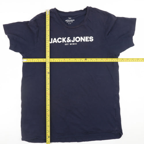 Jack & Jones Boys Navy Blue 16 Years Graphic Print Cotton T-Shirt