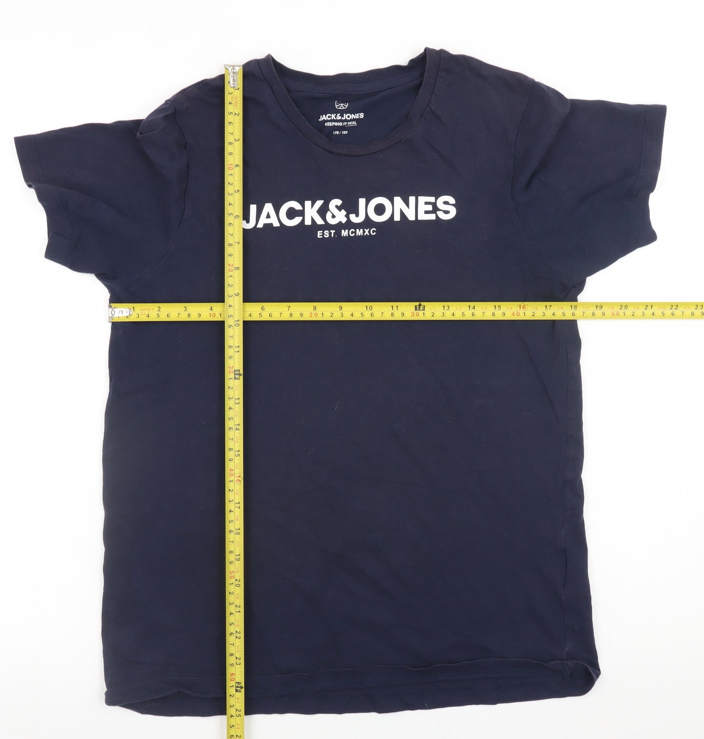 Jack & Jones Boys Navy Blue 16 Years Graphic Print Cotton T-Shirt