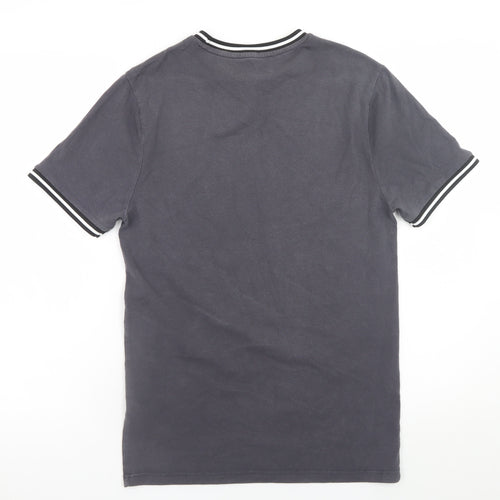 River Island Men's Grey Crew Neck Trimmed Short Sleeve T-Shirt M