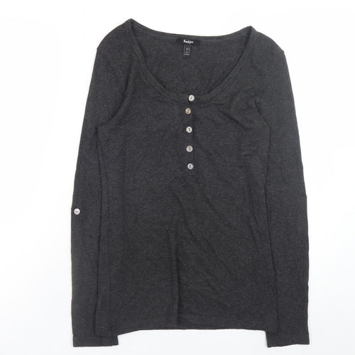 Baukjen Women's Grey Long Sleeve Button-Up Jersey Top Size 8