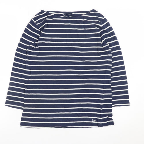 Crew Clothing Company Womens Blue Striped Boat Neck Cotton Top Size 8