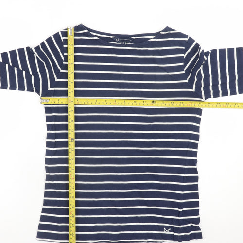 Crew Clothing Company Womens Blue Striped Boat Neck Cotton Top Size 8