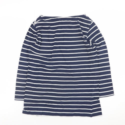 Crew Clothing Company Womens Blue Striped Boat Neck Cotton Top Size 8