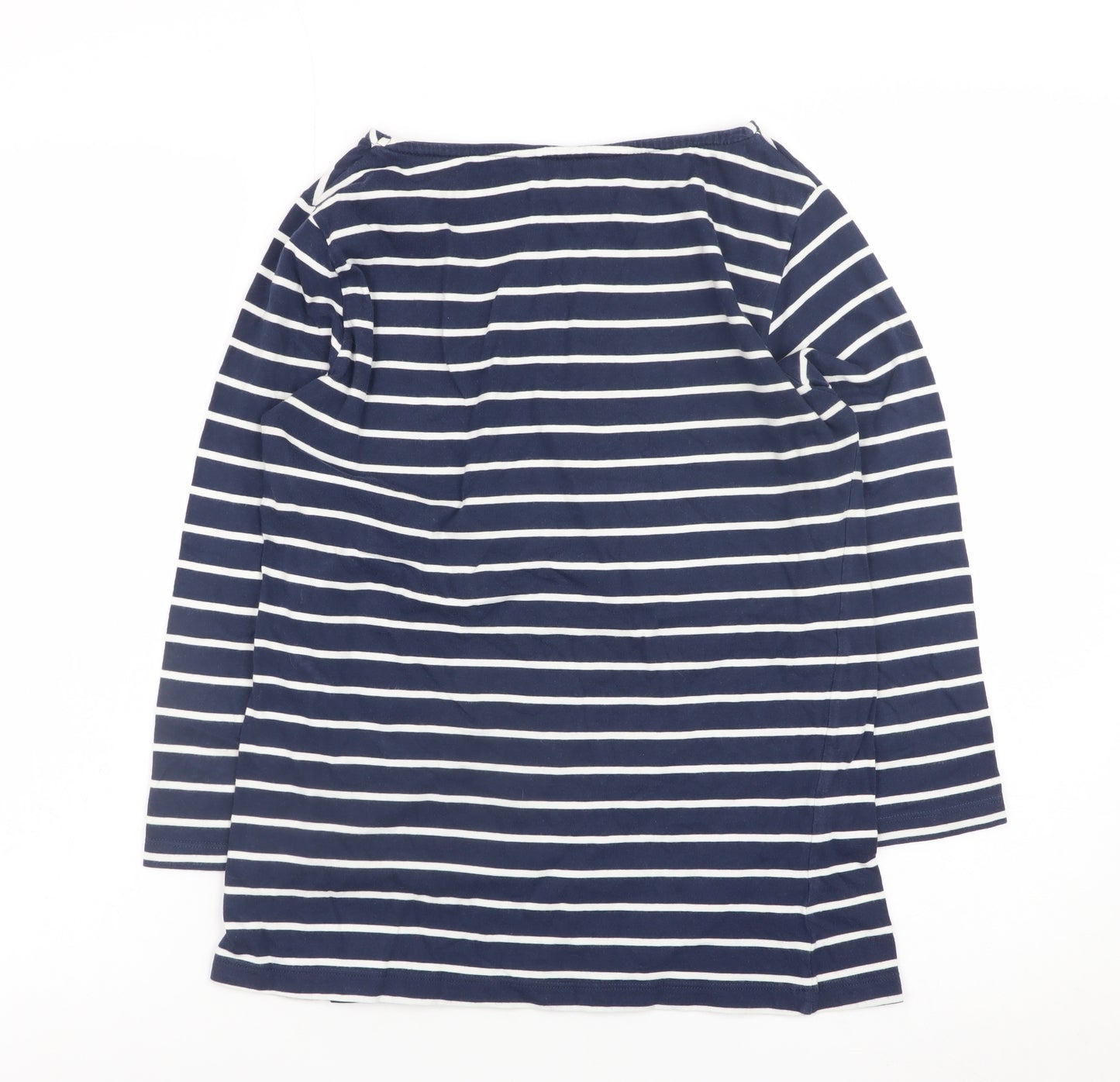 Crew Clothing Company Womens Blue Striped Boat Neck Cotton Top Size 8