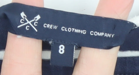 Crew Clothing Company Womens Blue Striped Boat Neck Cotton Top Size 8