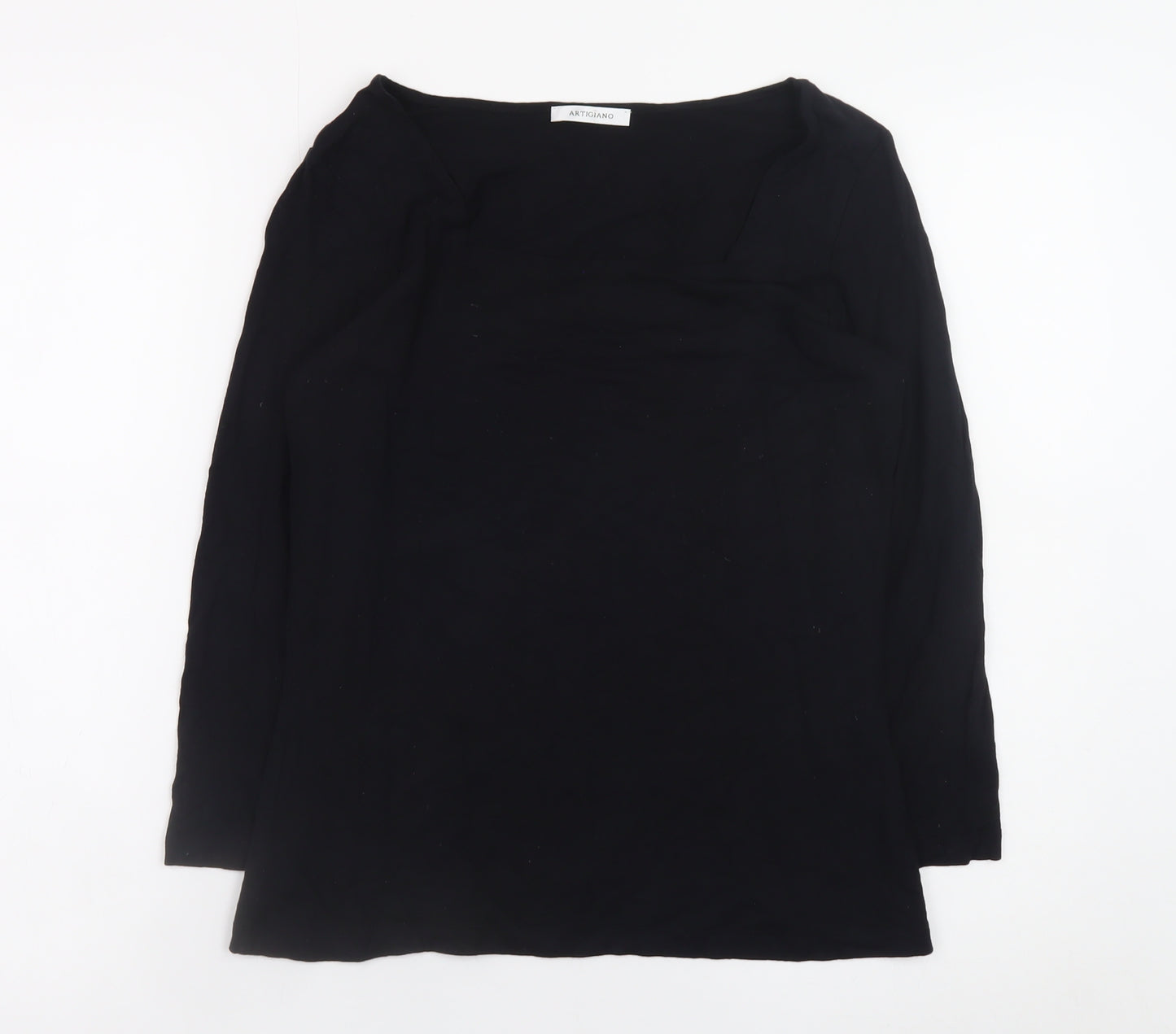 Artigiano Womens Black Size 14 Long Sleeve Viscose Top