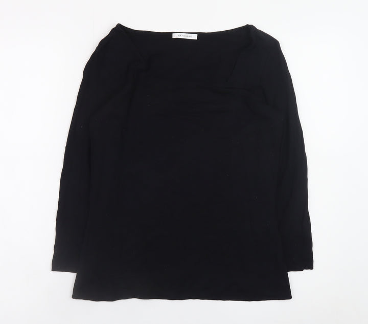 Artigiano Womens Black Size 14 Long Sleeve Viscose Top