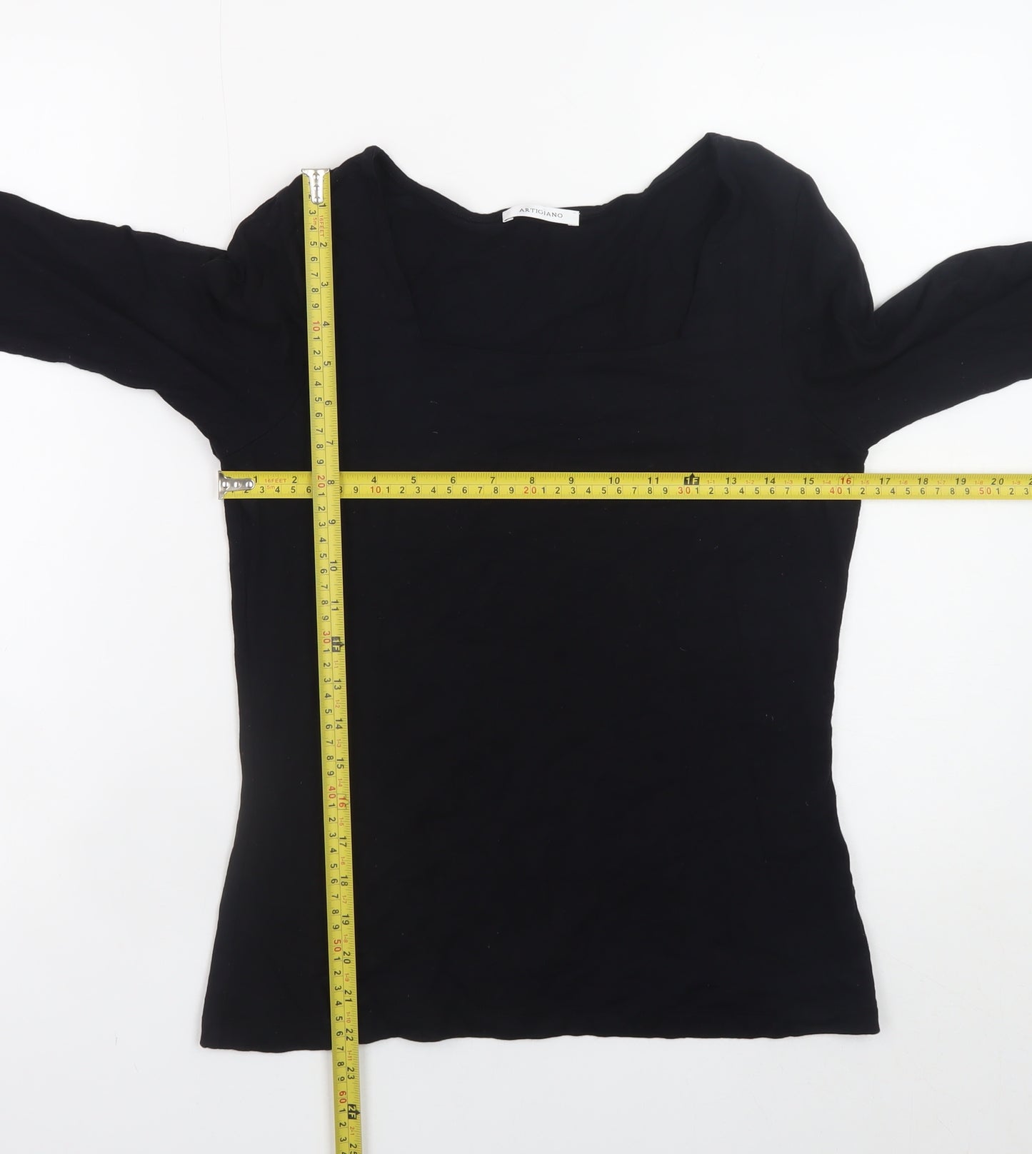Artigiano Womens Black Size 14 Long Sleeve Viscose Top