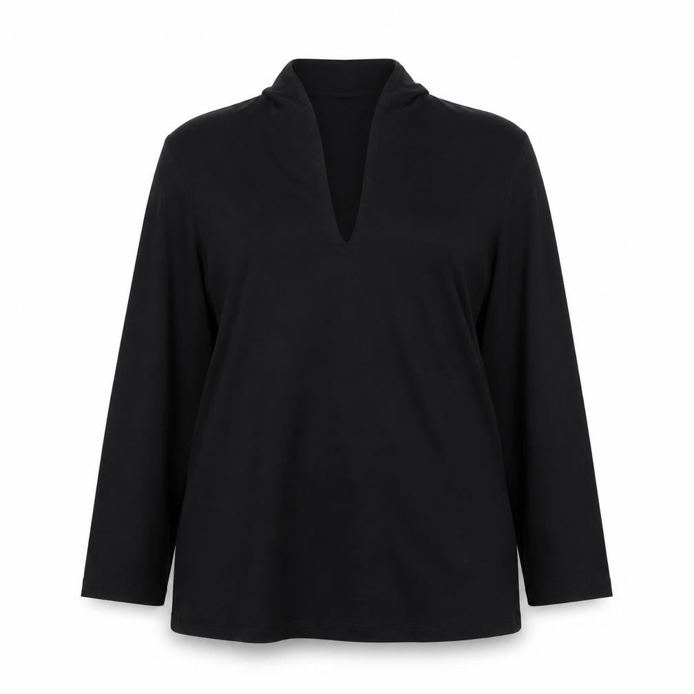 Hobbs Women Black Long Sleeve V-Neck Tunic Top Size S