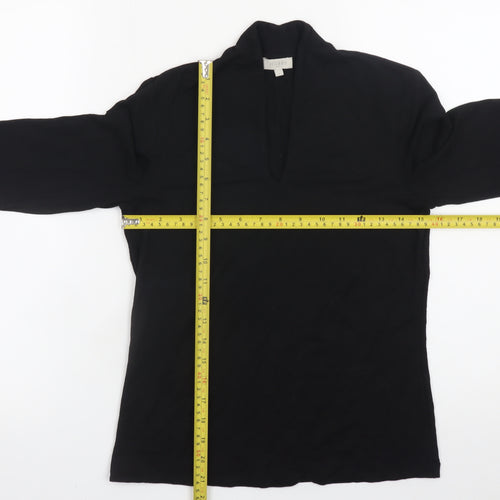 Hobbs Women Black Long Sleeve V-Neck Tunic Top Size S