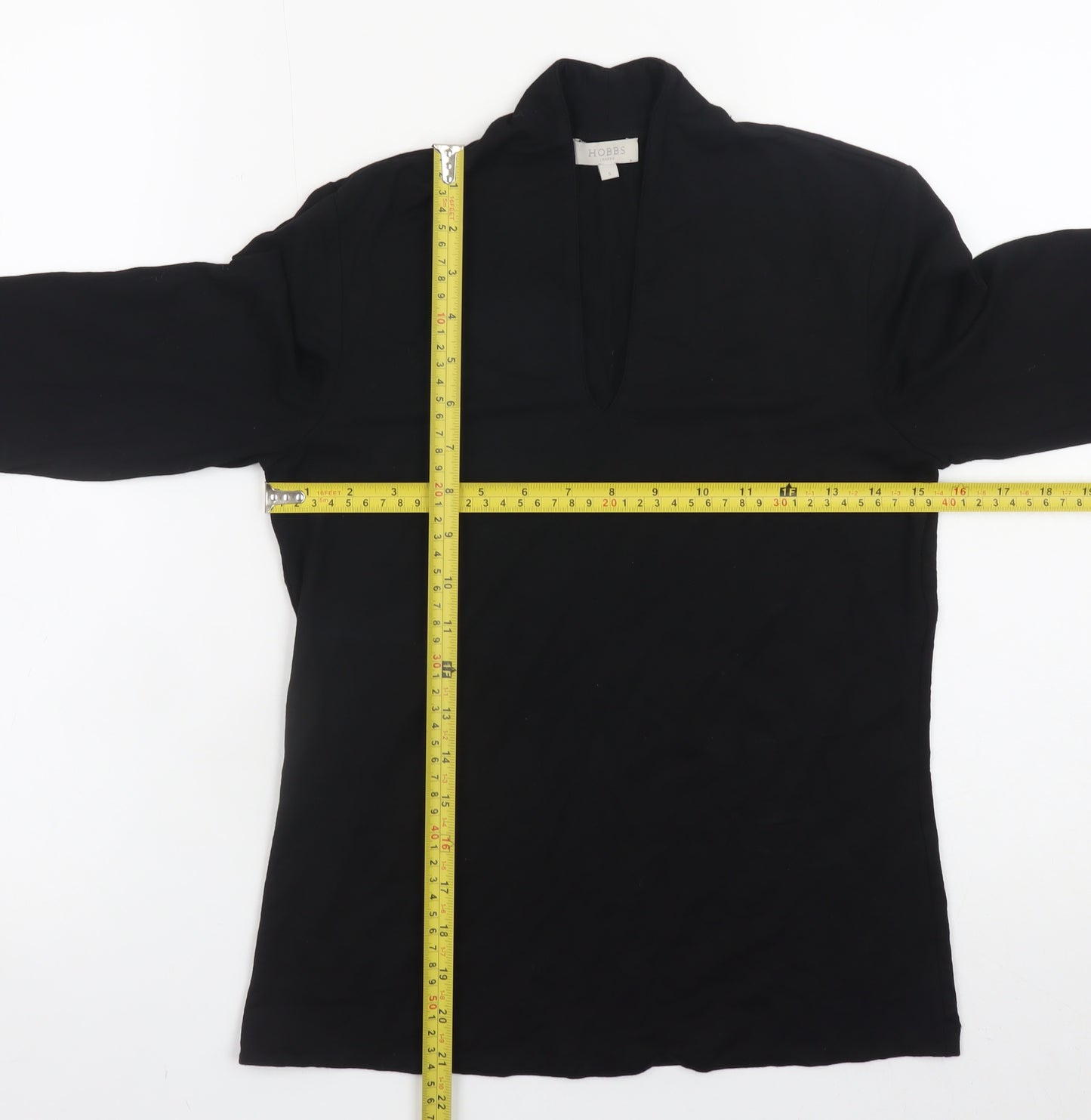 Hobbs Women Black Long Sleeve V-Neck Tunic Top Size S