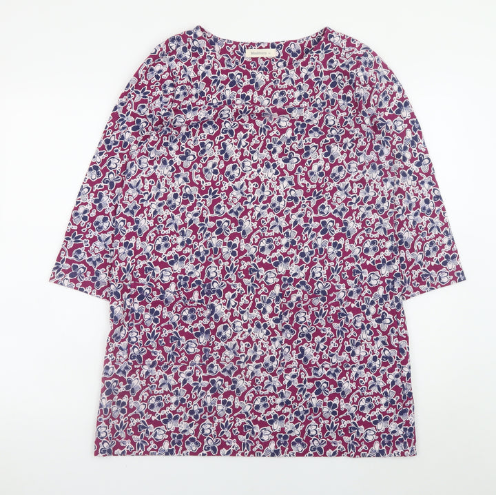 Woolovers Women's Multicoloured Floral Cotton Shift Dress M