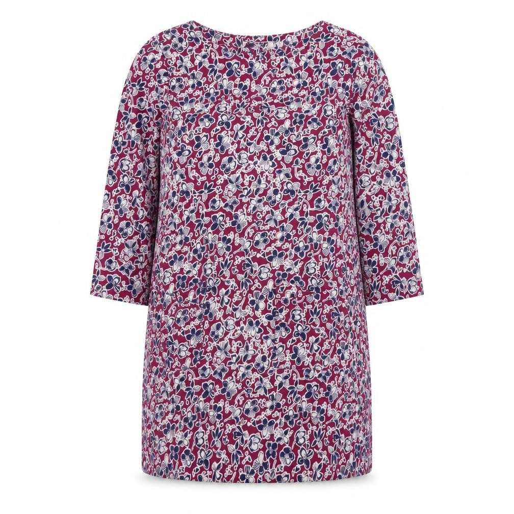 Front view of Woolovers Women's Multicoloured Floral Cotton Shift Dress M
