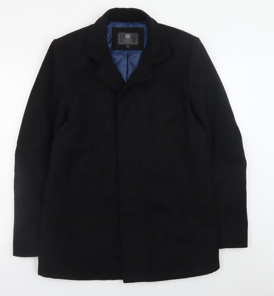 Marks and Spencer Men's Black Wool Overcoat Size S Classic Formal