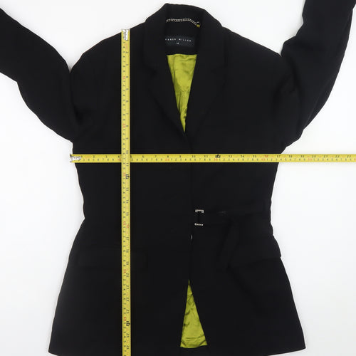 Karen Millen Women Black Wool Blazer Coat Size 10 Classic Lined