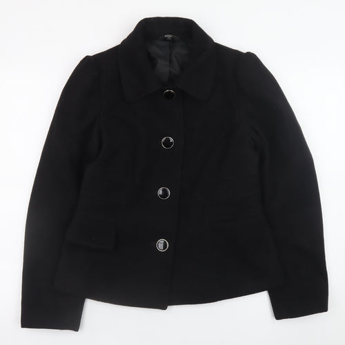 Marks and Spencer Women's Black Wool Blend Blazer Jacket Size 10