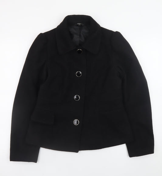 Marks and Spencer Women's Black Wool Blend Blazer Jacket Size 10