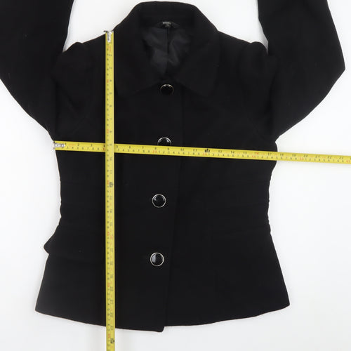Marks and Spencer Women's Black Wool Blend Blazer Jacket Size 10