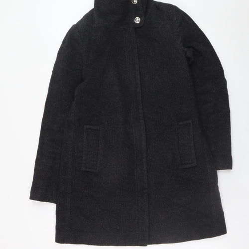 Mango Women’s Black Wool Blend Mid-Length Coat Size 8