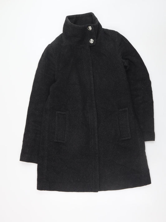 Mango Women’s Black Wool Blend Mid-Length Coat Size 8