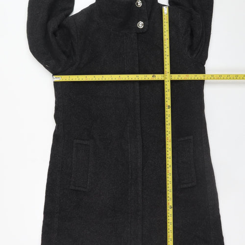 Mango Women’s Black Wool Blend Mid-Length Coat Size 8