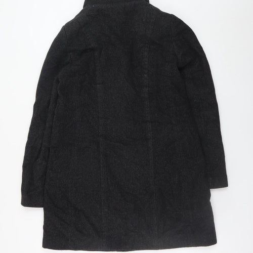 Mango Women’s Black Wool Blend Mid-Length Coat Size 8