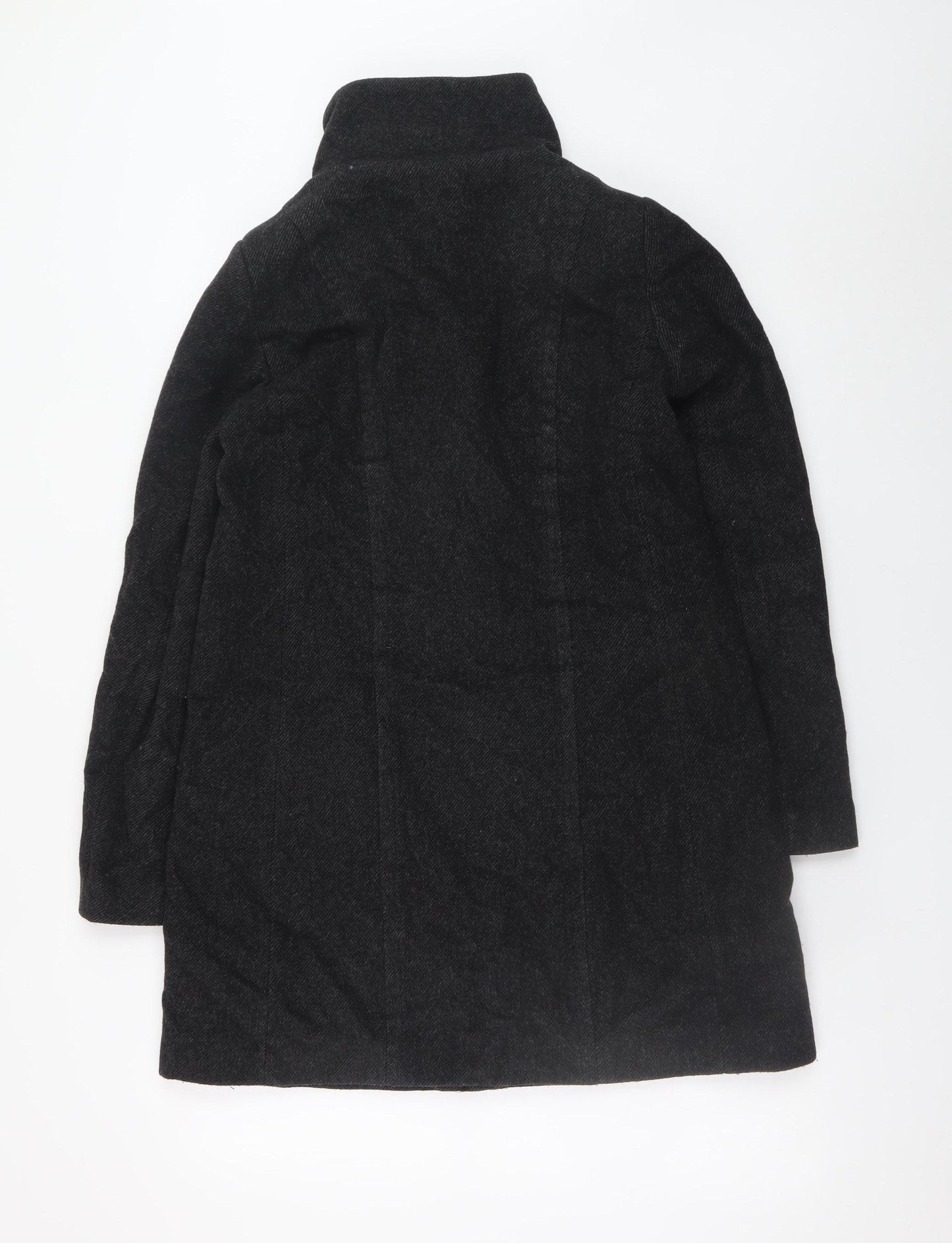 Mango Women’s Black Wool Blend Mid-Length Coat Size 8