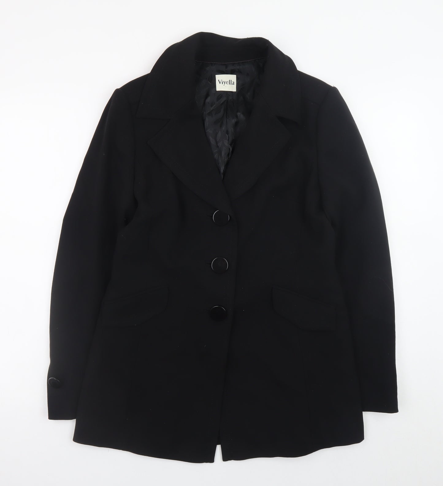 Viyella Womens Black Size 10 Classic Mid-Length Blazer Jacket