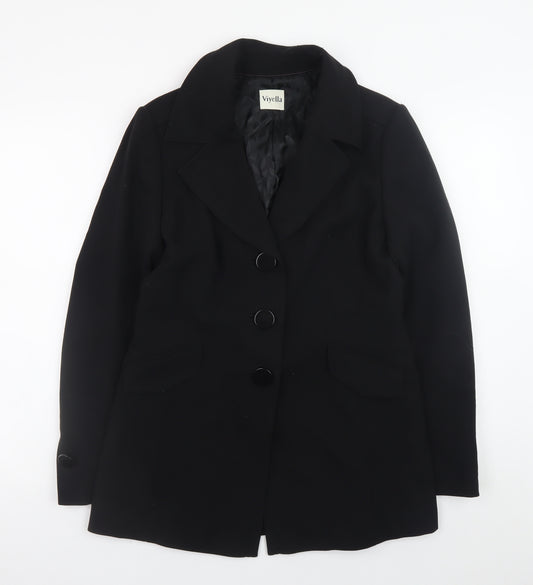 Viyella Womens Black Size 10 Classic Mid-Length Blazer Jacket