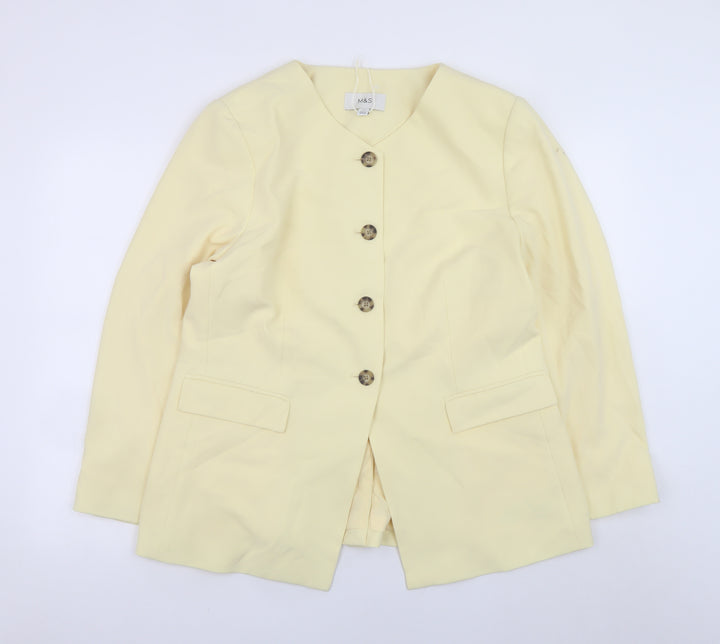 Marks and Spencer Womens Beige Blazer UK 18 Classic Mid-Length Jacket