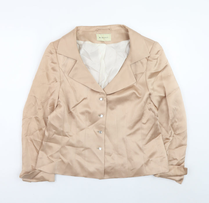 Minuet Women Beige Wool Blend Formal Blazer UK 14