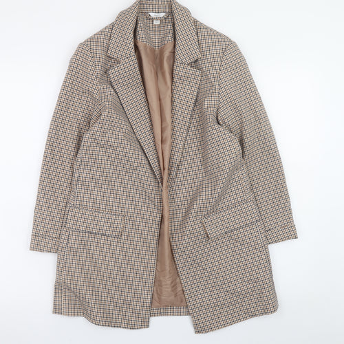 M&Co Women Beige Check Blazer UK 8 Classic Longline Jacket