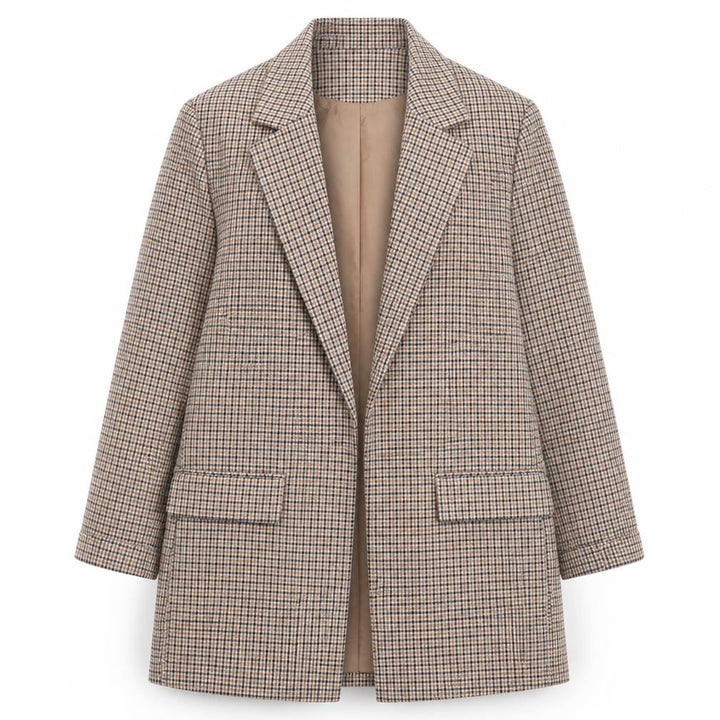 M&Co Women Beige Check Blazer UK 8 Classic Longline Jacket