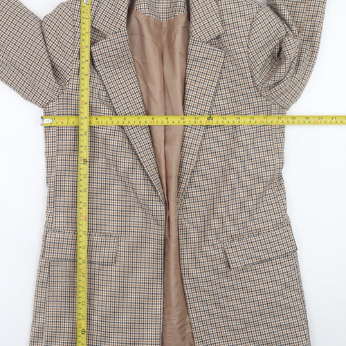 M&Co Women Beige Check Blazer UK 8 Classic Longline Jacket
