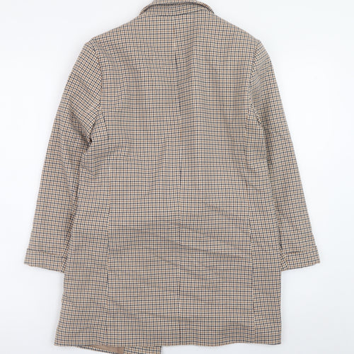 M&Co Women Beige Check Blazer UK 8 Classic Longline Jacket