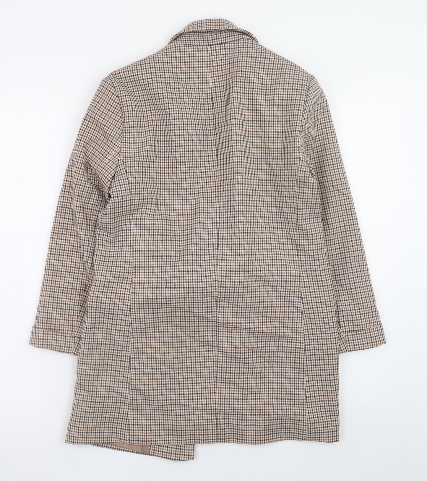 M&Co Women Beige Check Blazer UK 8 Classic Longline Jacket
