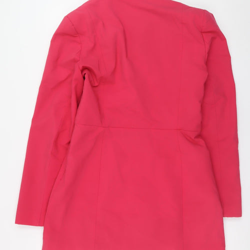 Zara Women Pink Collared Long Sleeve Jacket Dress Size 14