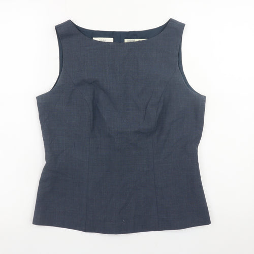 Next Women Blue Wool Blend Sleeveless Blouse UK 12 Workwear