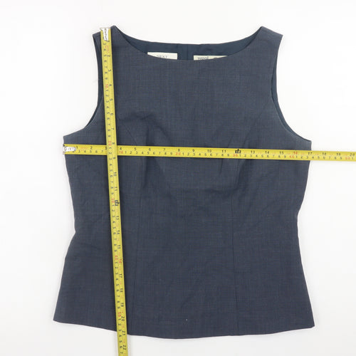 Next Women Blue Wool Blend Sleeveless Blouse UK 12 Workwear