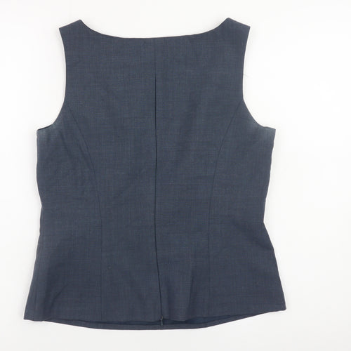 Next Women Blue Wool Blend Sleeveless Blouse UK 12 Workwear