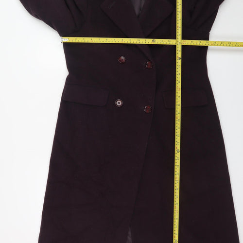 Marks and Spencer Womens Brown Wool Overcoat Size 12 Petite