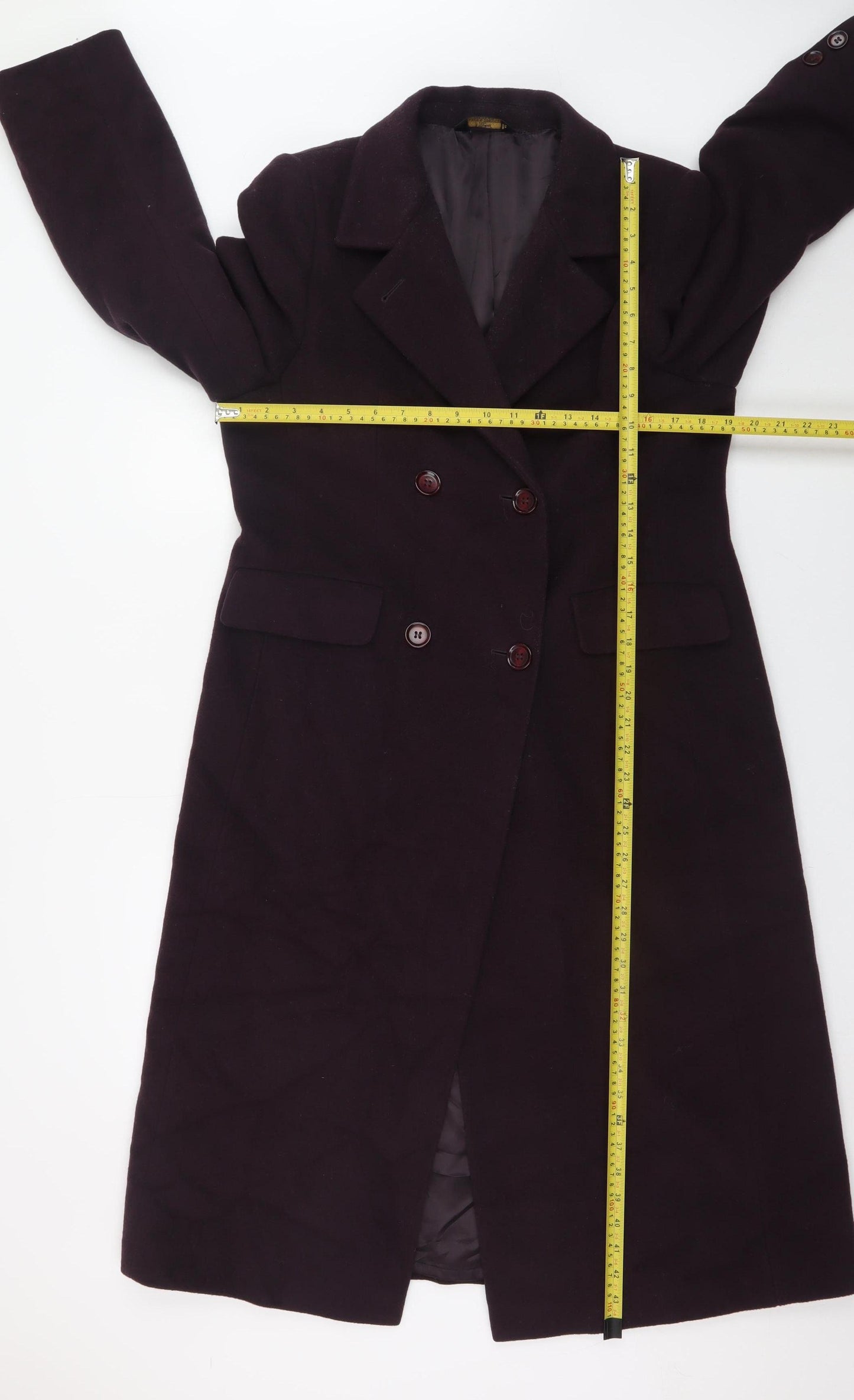 Marks and Spencer Womens Brown Wool Overcoat Size 12 Petite