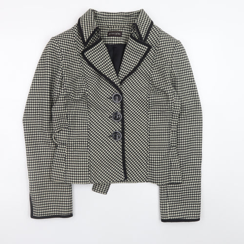 Principles Women’s Black Houndstooth Blazer Size 14 Tailored Jacket