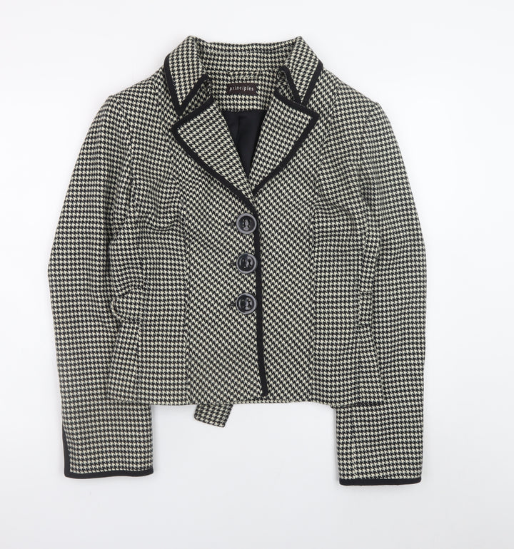Principles Women’s Black Houndstooth Blazer Size 14 Tailored Jacket