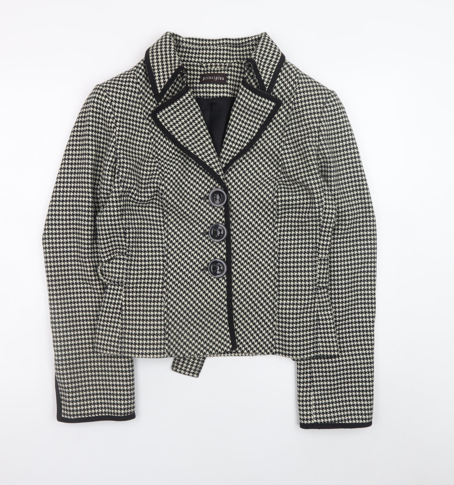 Principles Women’s Black Houndstooth Blazer Size 14 Tailored Jacket