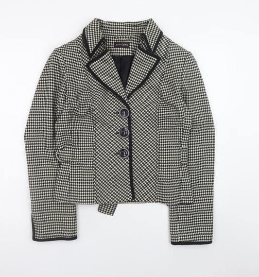 Principles Women’s Black Houndstooth Blazer Size 14 Tailored Jacket