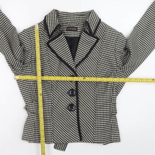 Principles Women’s Black Houndstooth Blazer Size 14 Tailored Jacket
