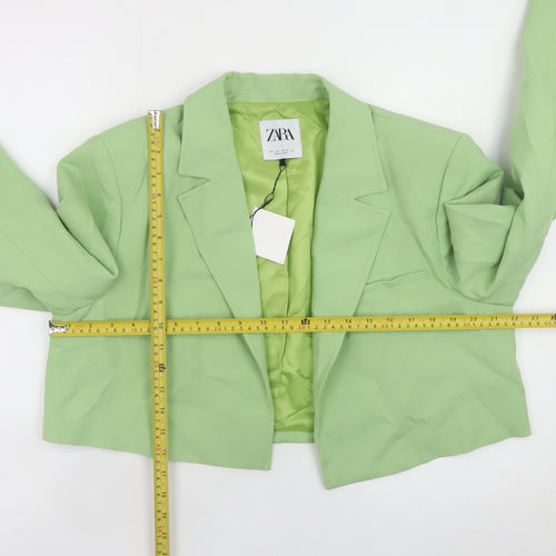ZARA Women's Green Cropped Blazer Jacket Size L Smart Casual
