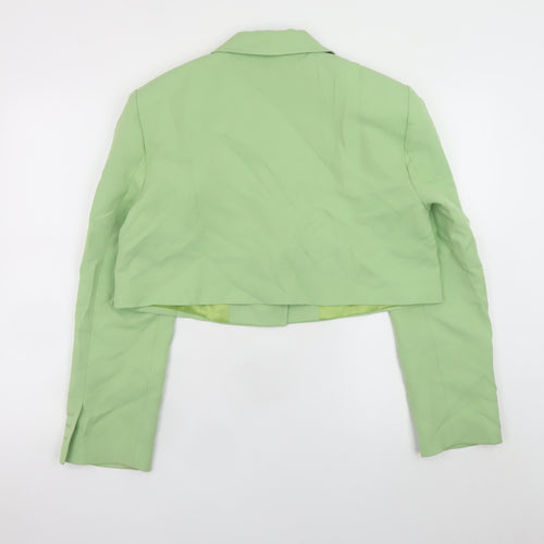 ZARA Women's Green Cropped Blazer Jacket Size L Smart Casual