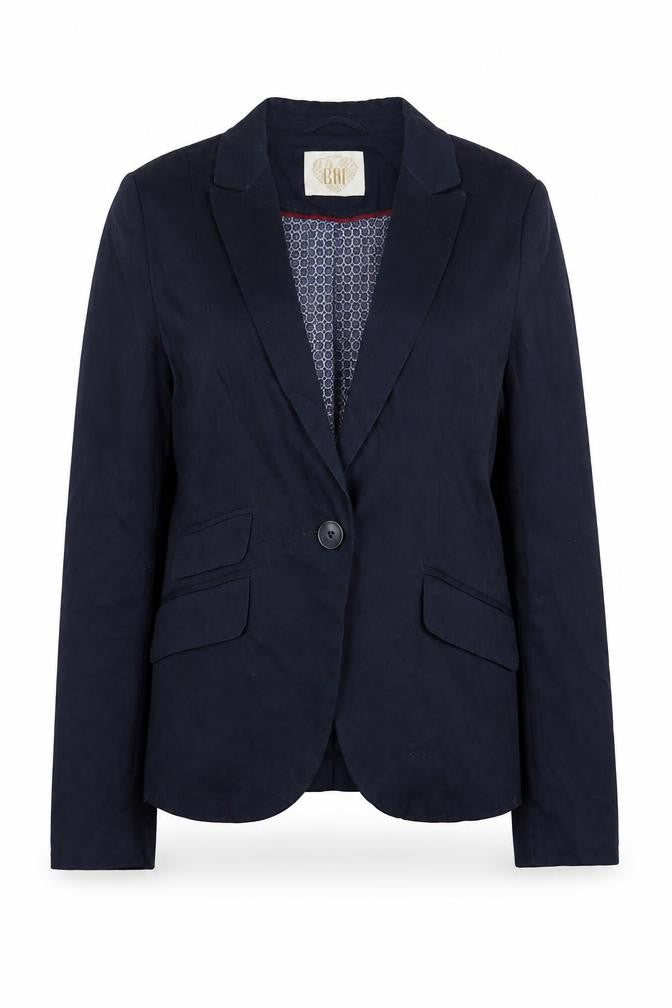 Front view of Be A Friend Women's Blue, size 12, Cotton Blazer Jacket